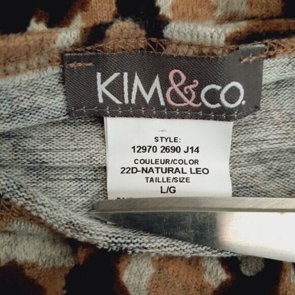 KIM & CO 2x Cardigan & Top Set - Soft Fine Knit Leopard Pattern Sz L - Picture 12 of 13